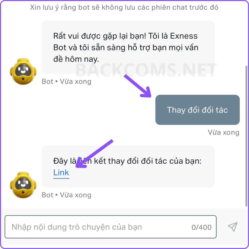 Liên hệ với bot chat
