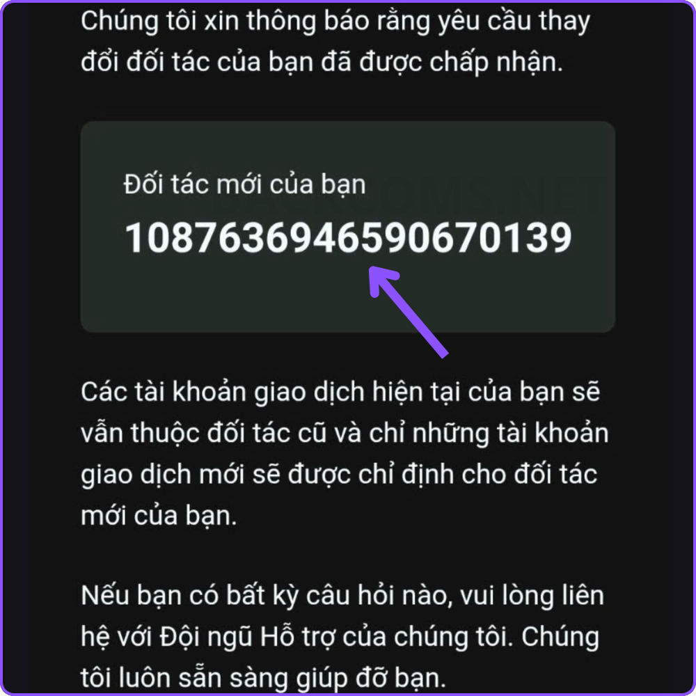 Yêu cầu chuyển đối tác được phê duyệt