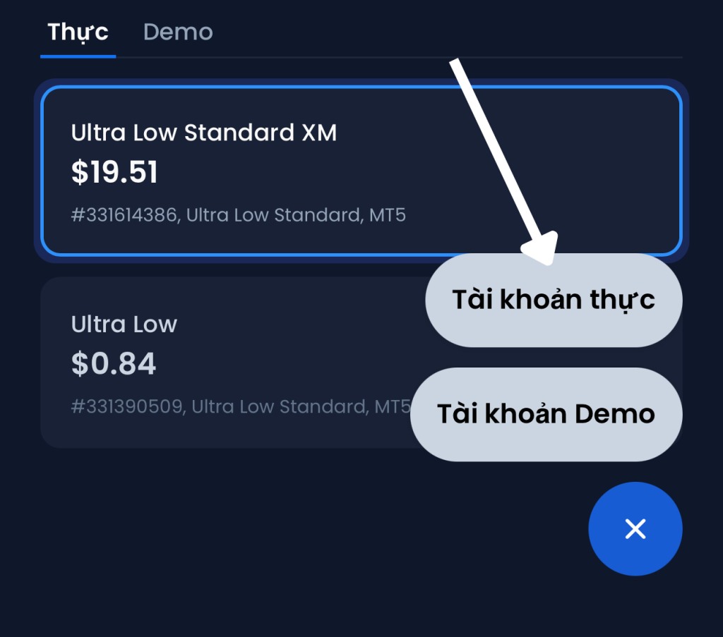 Mở thêm tài khoản thực