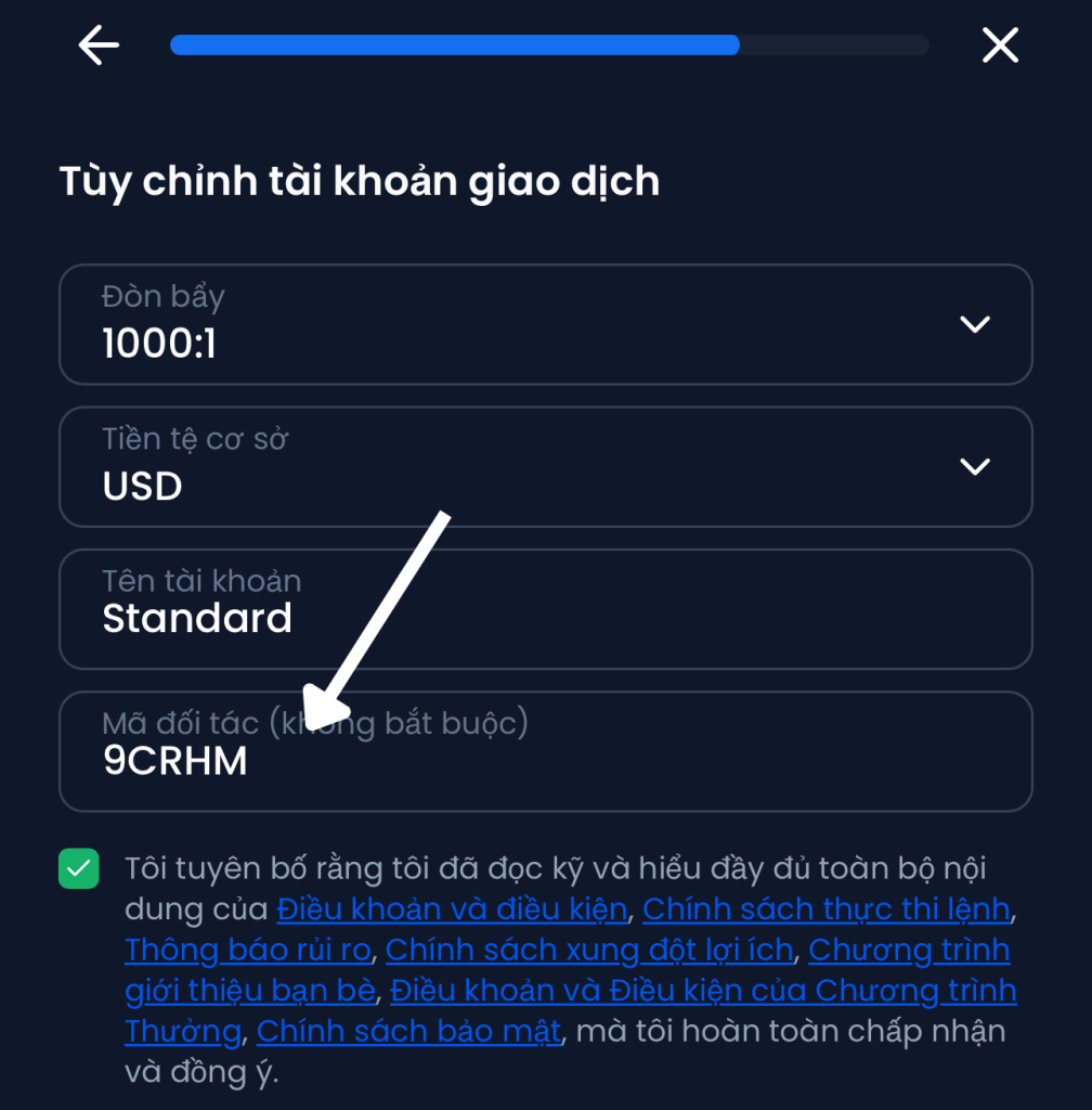 Nhận mã đối tác XM
